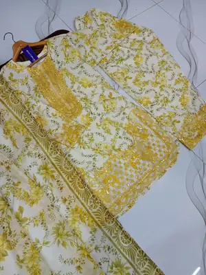 3 Pcs Women's Stitched Lawn Embroidered Suit thumbnail 3