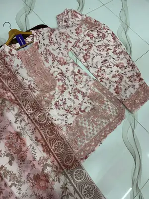 3 Pcs Women's Stitched Lawn Embroidered Suit thumbnail 3