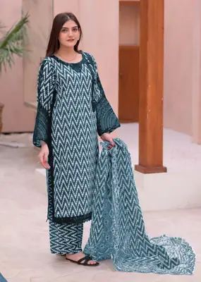 3 Pcs Women's Stitched Lawn Printed Suit