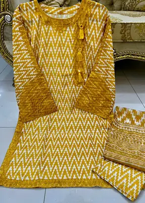 3 Pcs Women's Stitched Lawn Printed Suit thumbnail 2