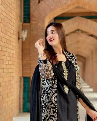 4 Pcs Women's Stitched Shamoz Silk Embroidered Suit thumbnail 2