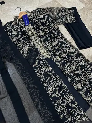 4 Pcs Women's Stitched Shamoz Silk Embroidered Suit thumbnail 5