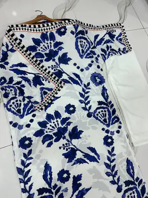 2 Pcs Women's Stitched Swiss Lawn Printed Shirt And Trouser thumbnail 2