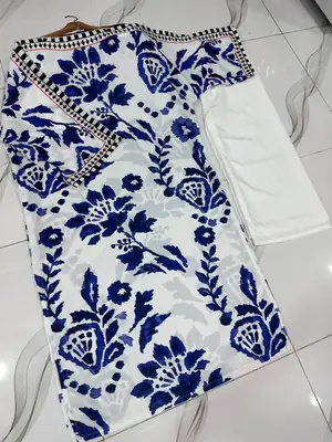 2 Pcs Women's Stitched Swiss Lawn Printed Shirt And Trouser thumbnail 3