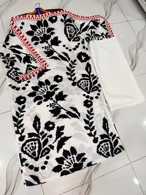 2 Pcs Women's Stitched Swiss Lawn Printed Shirt And Trouser thumbnail 2