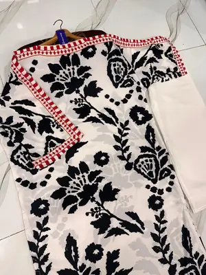 2 Pcs Women's Stitched Swiss Lawn Printed Shirt And Trouser thumbnail 3