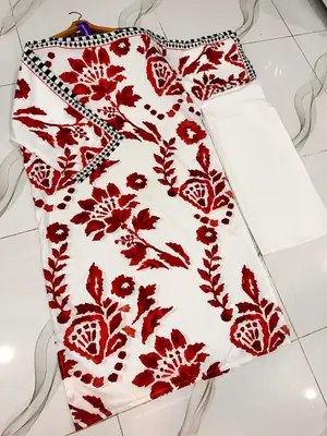 2 Pcs Women's Stitched Swiss Lawn Printed Shirt And Trouser thumbnail 2