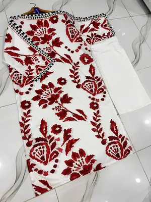 2 Pcs Women's Stitched Swiss Lawn Printed Shirt And Trouser thumbnail 3