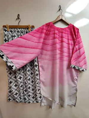 2 Pcs Women's Stitched Swiss Lawn Printed Shirt And Trouser thumbnail 2