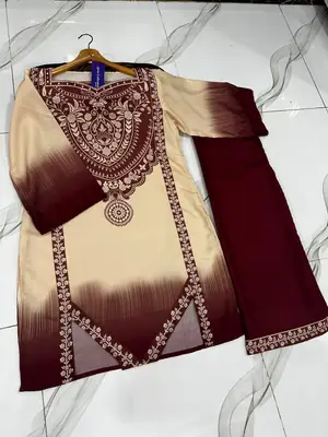 2 Pcs Women's Stitched Swiss Lawn Printed Co-Ord Set thumbnail 4