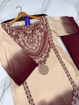 2 Pcs Women's Stitched Swiss Lawn Printed Co-Ord Set thumbnail 5