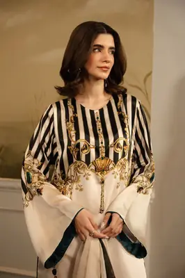 2 Pcs Women's Stitched Swiss Lawn Printed Shirt And Trouser thumbnail 2