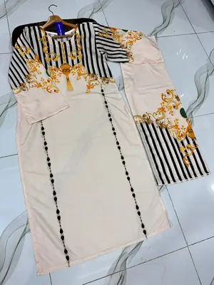 2 Pcs Women's Stitched Swiss Lawn Printed Shirt And Trouser thumbnail 7