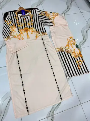 2 Pcs Women's Stitched Swiss Lawn Printed Shirt And Trouser thumbnail 8