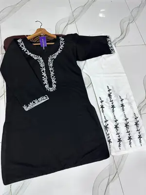 2 Pcs Women's Stitched Cotton Embroidered Shirt And Trouser thumbnail 4