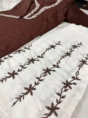 2 Pcs Women's Stitched Cotton Embroidered Shirt And Trouser thumbnail 3
