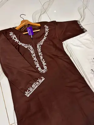 2 Pcs Women's Stitched Cotton Embroidered Shirt And Trouser thumbnail 4