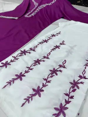 2 Pcs Women's Stitched Cotton Embroidered Shirt And Trouser thumbnail 3