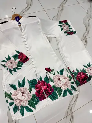 2 Pcs Women's Stitched Silk Printed Co-Ord Set thumbnail 8