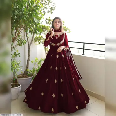 3 Pcs Women's Stitched Chiffon Embroidered Maxi Suit