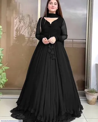3 Pcs Women's Stitched Chiffon Plain Maxi Suit