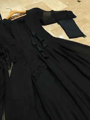 3 Pcs Women's Stitched Chiffon Plain Maxi Suit thumbnail 3