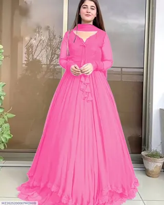 3 Pcs Women's Stitched Chiffon Plain Maxi Suit