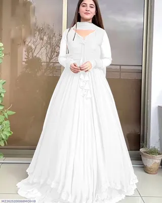 3 Pcs Women's Stitched Chiffon Plain Maxi Suit