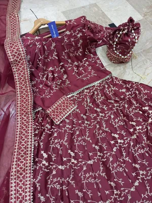 3 Pcs Women's Stitched Shamoz Silk Embroidered Maxi Suit thumbnail 2