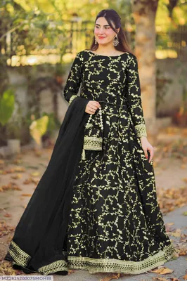 3 Pcs Women's Stitched Shamoz Silk Embroidered Maxi Suit