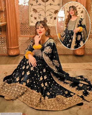 3 Pcs Women's Stitched Chiffon Embroidered Maxi Suit