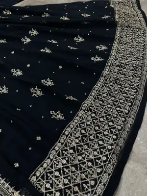 3 Pcs Women's Stitched Chiffon Embroidered Maxi Suit thumbnail 3
