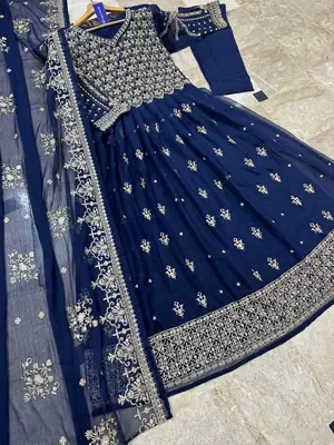 3 Pcs Women's Stitched Chiffon Embroidered Maxi Suit thumbnail 2