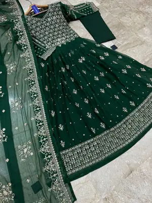 3 Pcs Women's Stitched Chiffon Embroidered Maxi Suit thumbnail 3