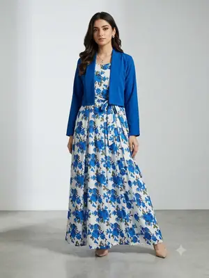 2 Pcs Women's Stitched Silk Printed Maxi Suit