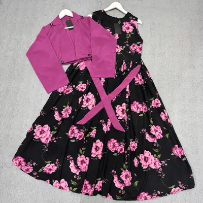 2 Pcs Women's Stitched Silk Printed Maxi Suit thumbnail 2