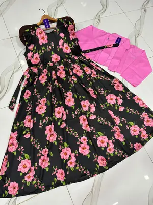 2 Pcs Women's Stitched Silk Printed Maxi Suit thumbnail 3