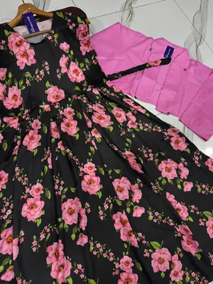 2 Pcs Women's Stitched Silk Printed Maxi Suit thumbnail 5