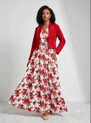 2 Pcs Women's Stitched Silk Printed Maxi Suit