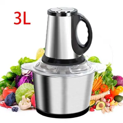 High Quality 3L Electric Chopper Machine Stainless Steel Bowl | 4 Sharp Blades | Meat Grinder & Qeema Maker | Food Processor | Vegetable Fruit Cutter | Powerful Kitchen Appliance