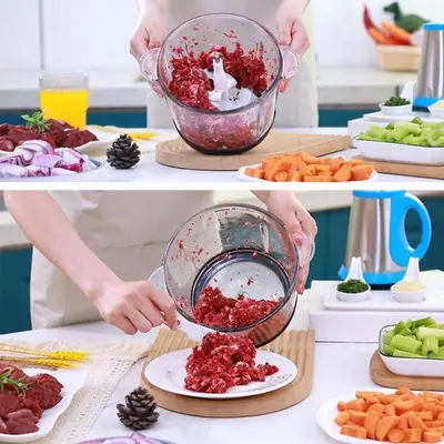 High Quality 3L Electric Chopper Machine Stainless Steel Bowl | 4 Sharp Blades | Meat Grinder & Qeema Maker | Food Processor | Vegetable Fruit Cutter | Powerful Kitchen Appliance thumbnail 6