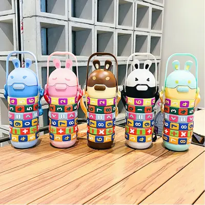 High Quality Kids Rabbit Puzzle Water Bottle 520ml – Educational Rotating Number Straw Sipper | Leakproof School Bottle for Boys & Girls thumbnail 3