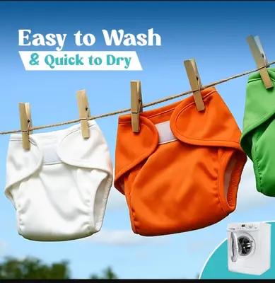High Quality Reusable Baby Cloth Diaper | Washable Cotton Nappy | Adjustable Leak-Resistant Diaper for Newborn Baby Boys & Girls | S M L XL thumbnail 4