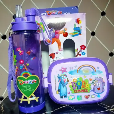 2 in 1 Kids Water Bottle & Lunch Box Gift Set – School Tiffin Box with Spoon & Leakproof Bottle thumbnail 5