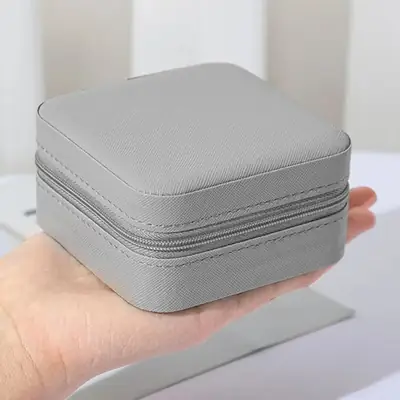 High Quality Leather Jewellery Organizer Box with Zipper | Ear Rings & Necklace_Bracelets Holder | Small Jewelry Box Vanity Hanger Stand Velvet thumbnail 3