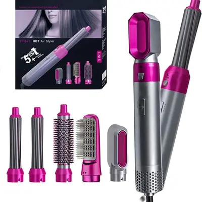 High Quality 5 in 1 Hot Air Hair Styler & Dryer Brush | Hair Straightener, Curler, Volumizer & One Step Blow Dryer | Multi-Function Hair Styling Tool