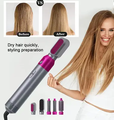 High Quality 5 in 1 Hot Air Hair Styler & Dryer Brush | Hair Straightener, Curler, Volumizer & One Step Blow Dryer | Multi-Function Hair Styling Tool thumbnail 3