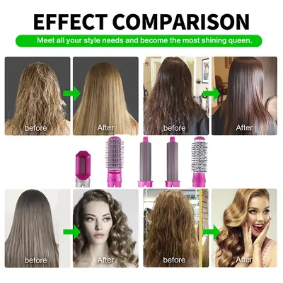 High Quality 5 in 1 Hot Air Hair Styler & Dryer Brush | Hair Straightener, Curler, Volumizer & One Step Blow Dryer | Multi-Function Hair Styling Tool thumbnail 9