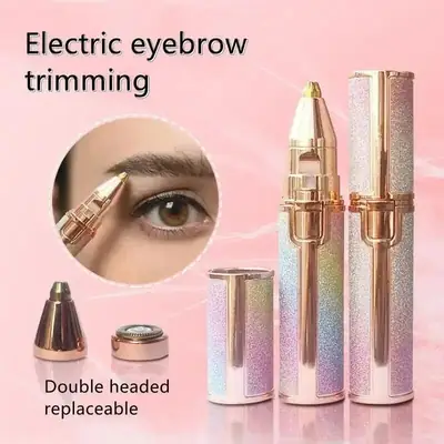 High Quality 2 in 1 Rechargeable Eyebrow Trimmer & Facial Hair Remover for Women | Painless Electric Ladies Shaver with LED Light | Portable Precision Face Razor for Eyebrows, Upper Lip, Chin, Nose & Bikini thumbnail 4