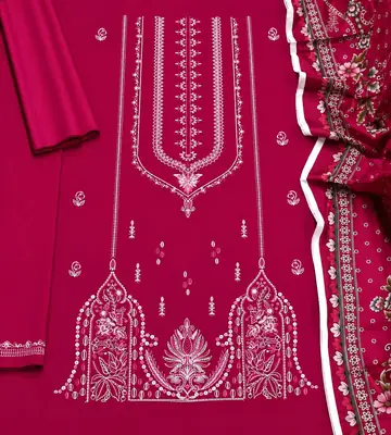 3 Pcs Women's Unstitched Embroidered Suit thumbnail 2